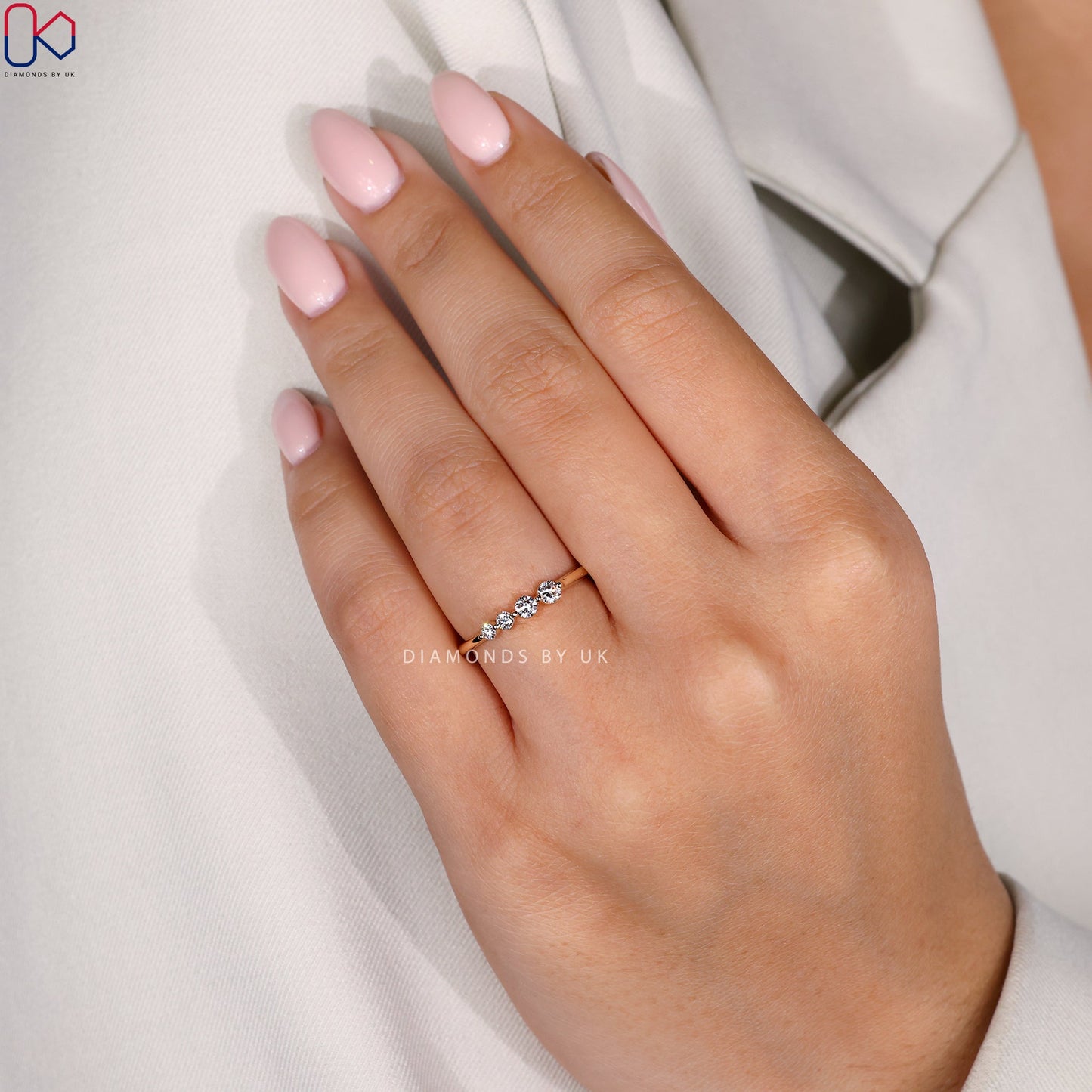 Round Cut 4 Diamond Wedding Band