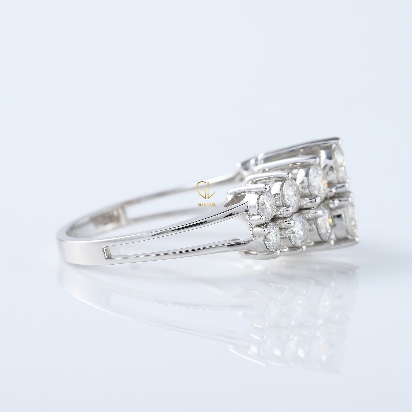 Art Deco Two Row Lab Grown Half Eternity Wedding Band
