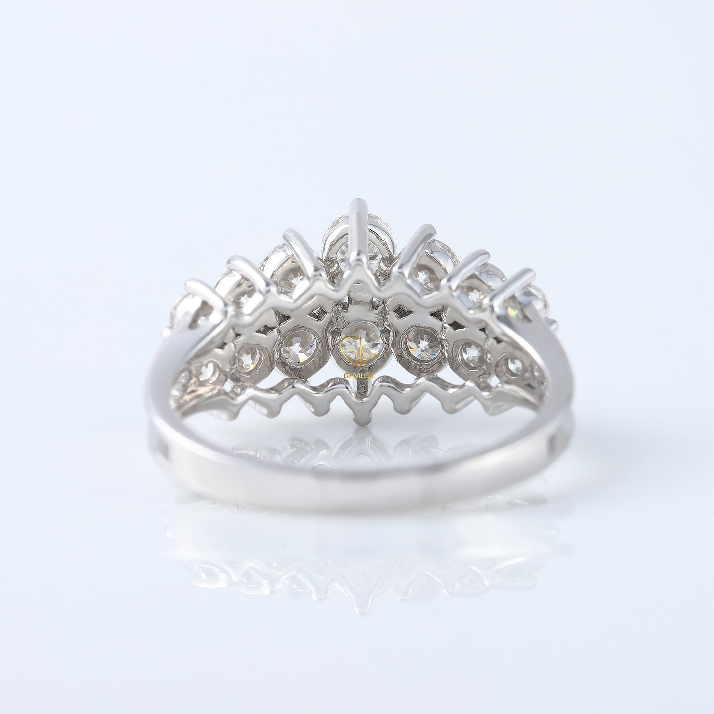 Two Row Moissanite Half Eternity Wedding Band