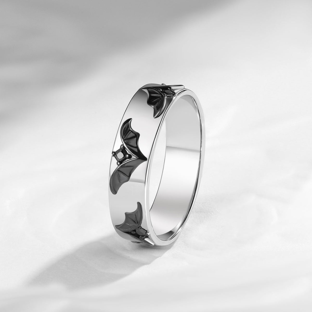 Unique Gothic Bat Inspired Black Gold Bat Wing Wedding Band For Men