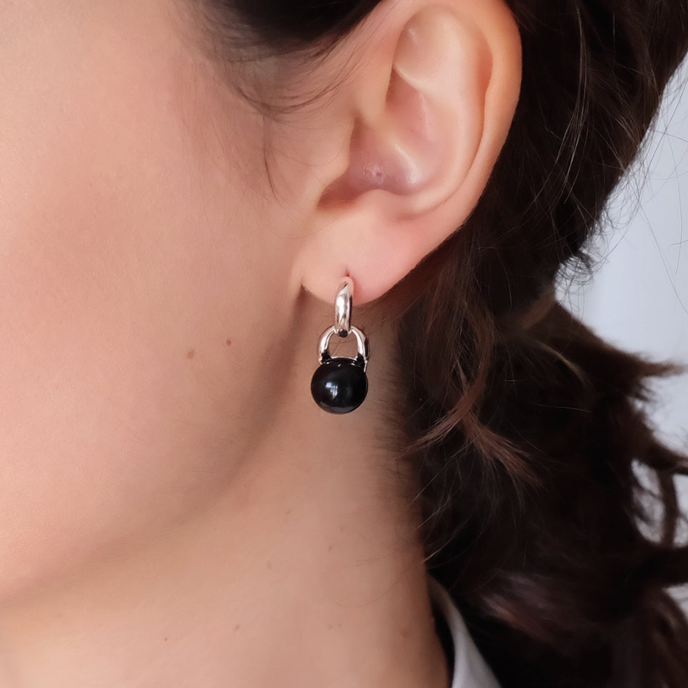 10mm Black Onyx Earrings