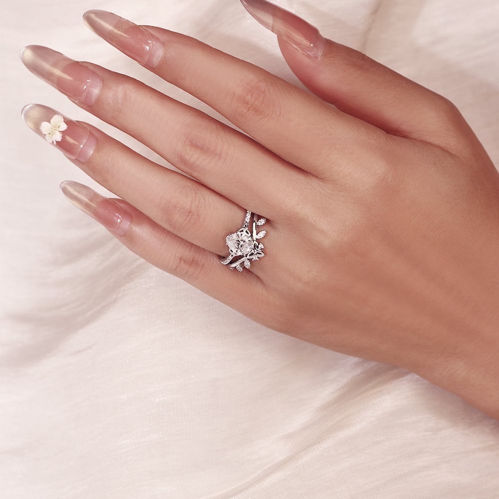Art Deco 1.47ct Pear Cut Moissanite Bridal Set, Celtic Knot Accents