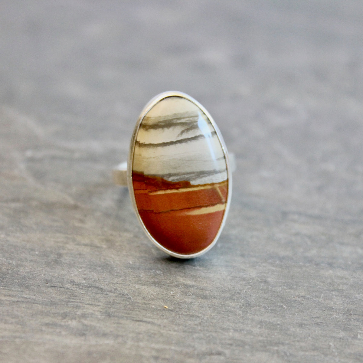 Oregon Landscape Jasper Statement Ring • Sterling Silver • PNW Gemstone Jewelry