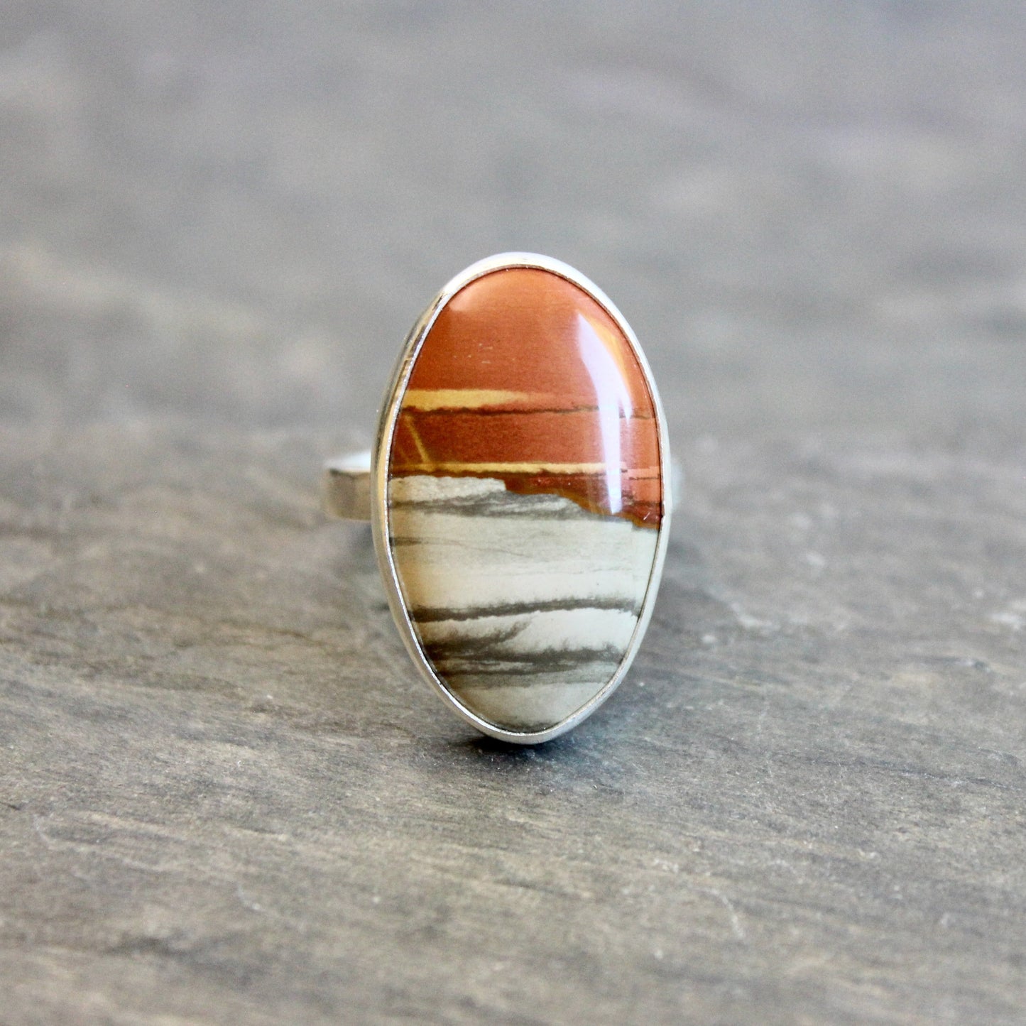 Oregon Landscape Jasper Statement Ring • Sterling Silver • PNW Gemstone Jewelry