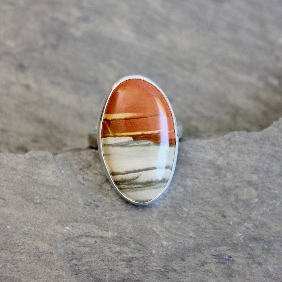 Oregon Landscape Jasper Statement Ring • Sterling Silver • PNW Gemstone Jewelry