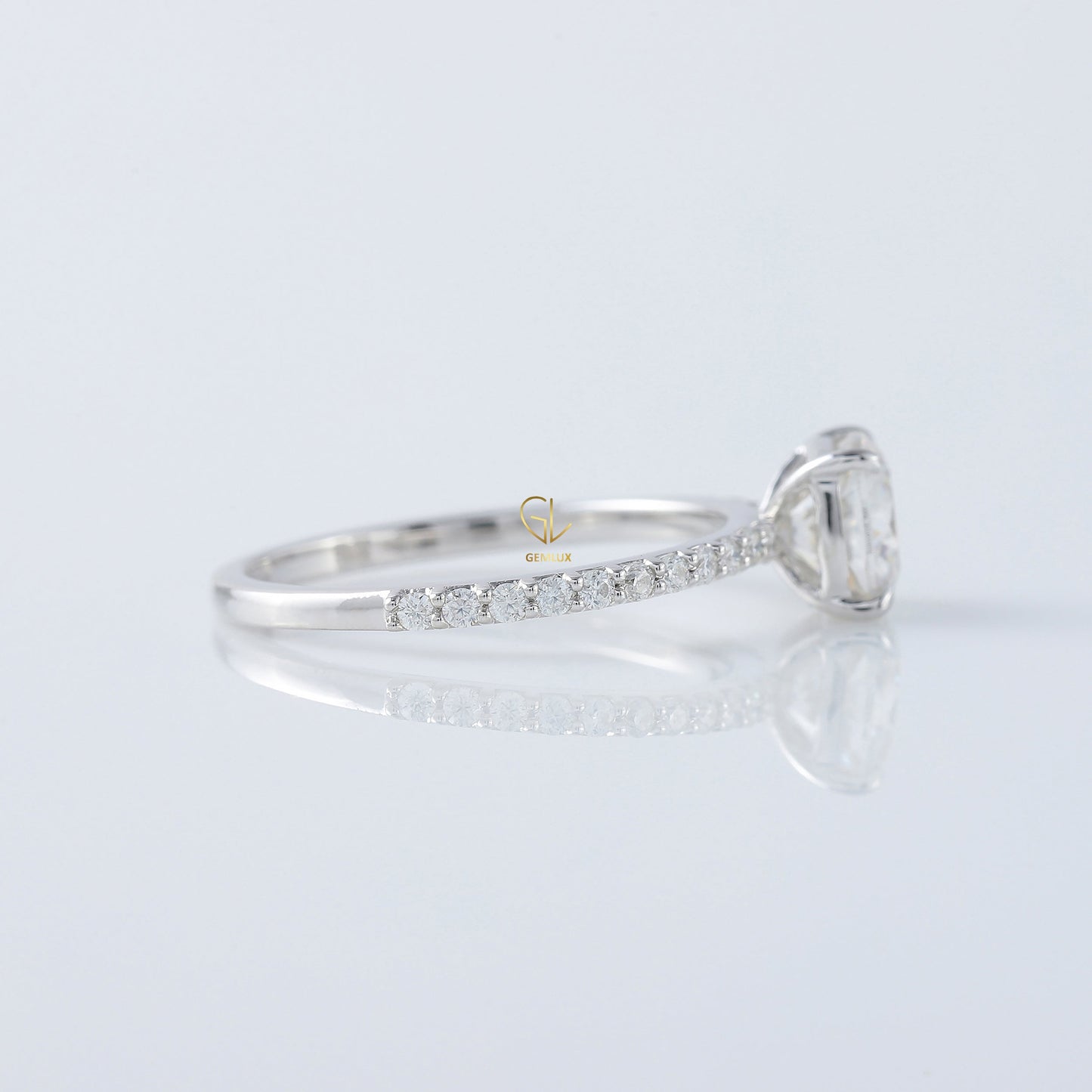 Cushion Cut Moissanite Solitaire With Accent Engagement Ring