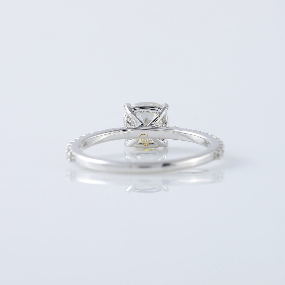 Cushion Cut Moissanite Solitaire With Accent Engagement Ring
