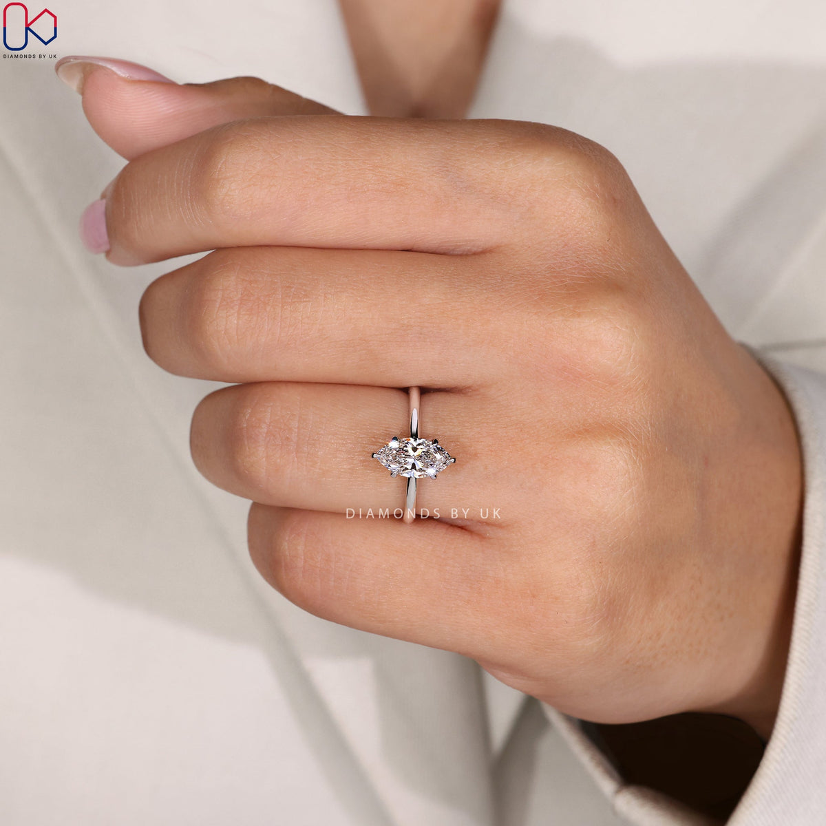 Marquise Cut Diamond Ring In White Gold