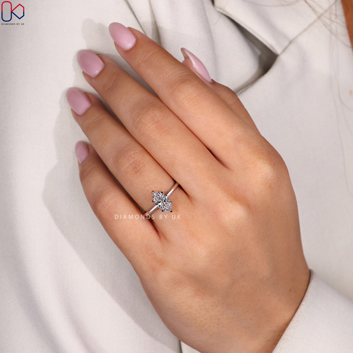 Marquise Cut Diamond Ring In White Gold