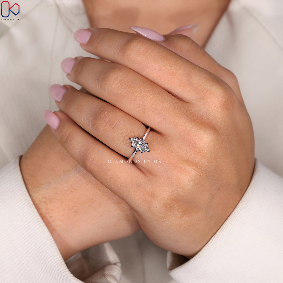 Marquise Cut Diamond Ring In White Gold