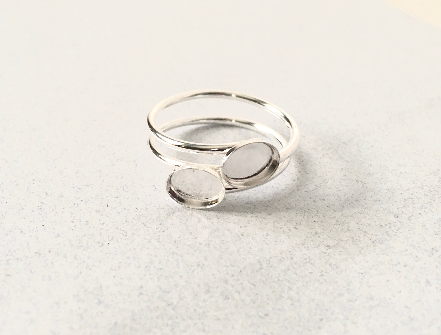 Triple Band Silver Double Oval Ring Blank
