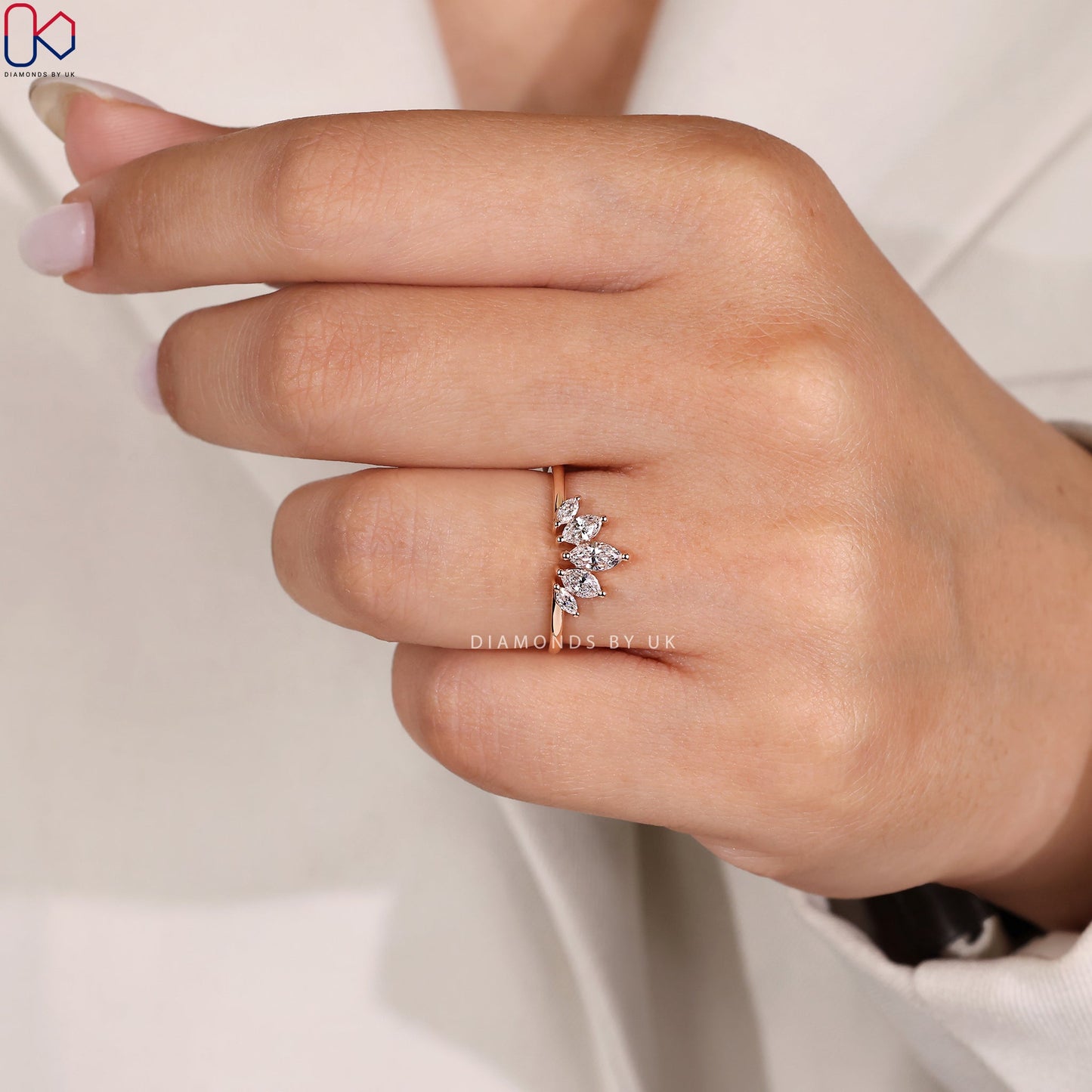 Marquise Wedding Band In Tiara Style