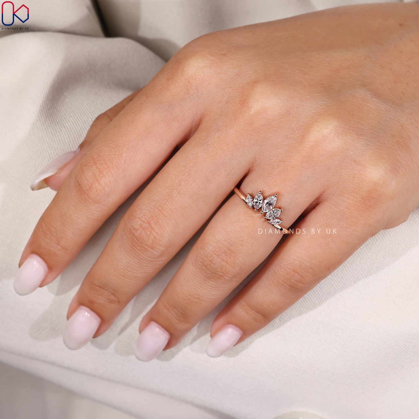 Marquise Wedding Band In Tiara Style