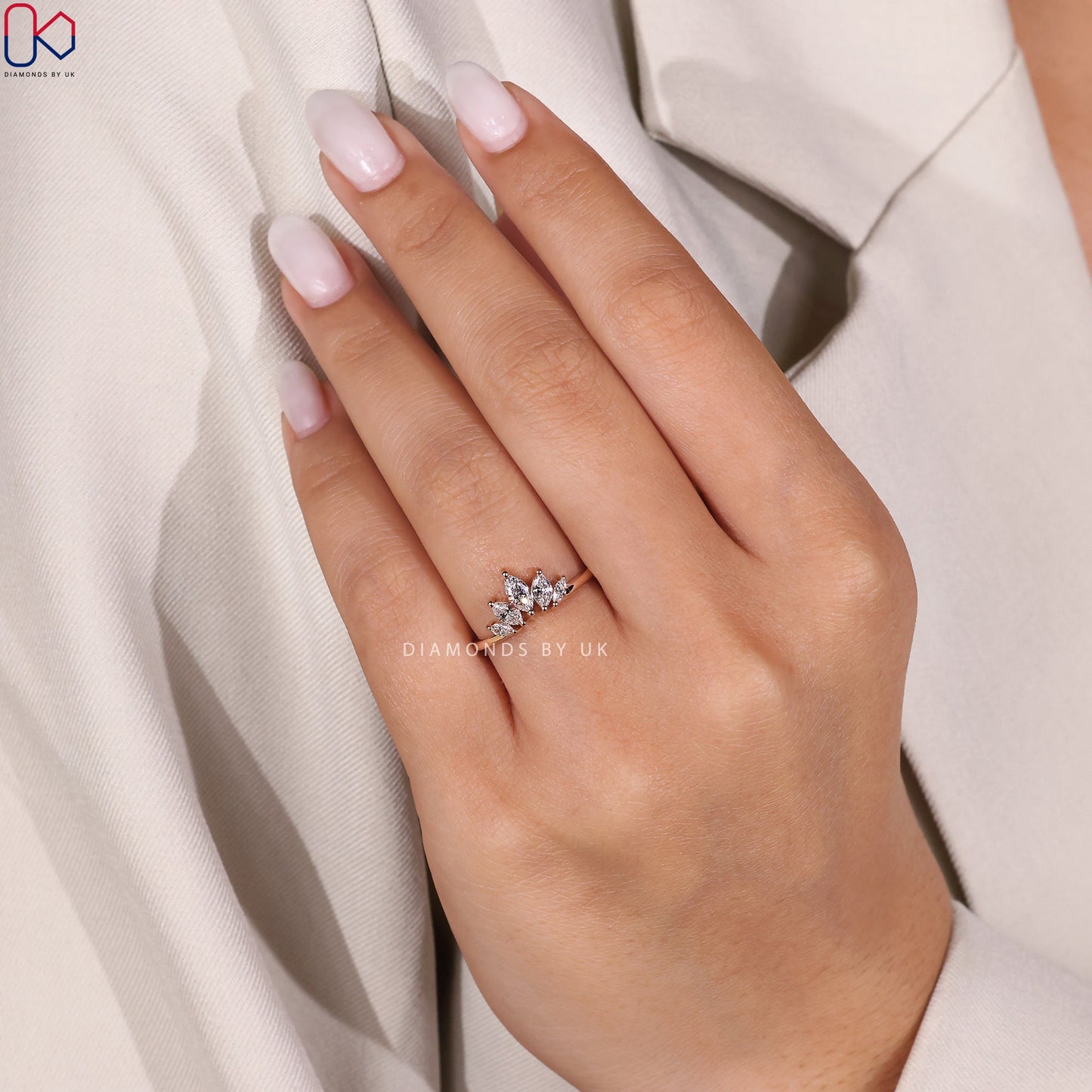 Marquise Wedding Band In Tiara Style