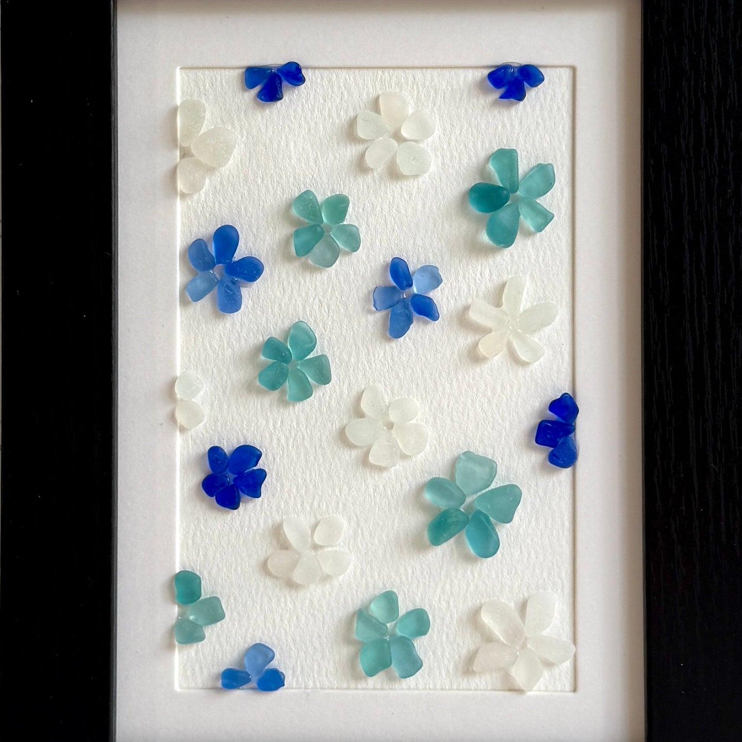 Blue Daisies Sea Glass Art | Framed 5x7 Wall Art | Handmade Beach Glass Floral Décor & Gift (Copy)