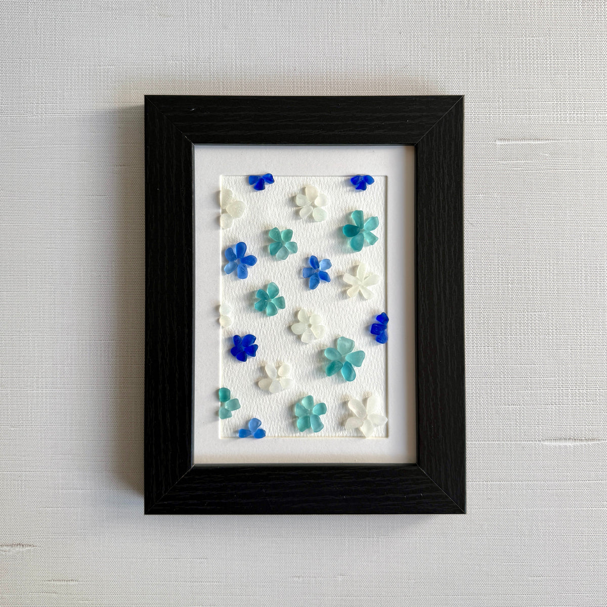 Blue Daisies Sea Glass Art | Framed 5x7 Wall Art | Handmade Beach Glass Floral Décor & Gift (Copy)