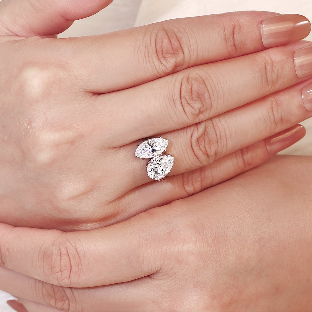 Unique Marquise & Pear Cut Two-Stone Toi et Moi Engagement Ring
