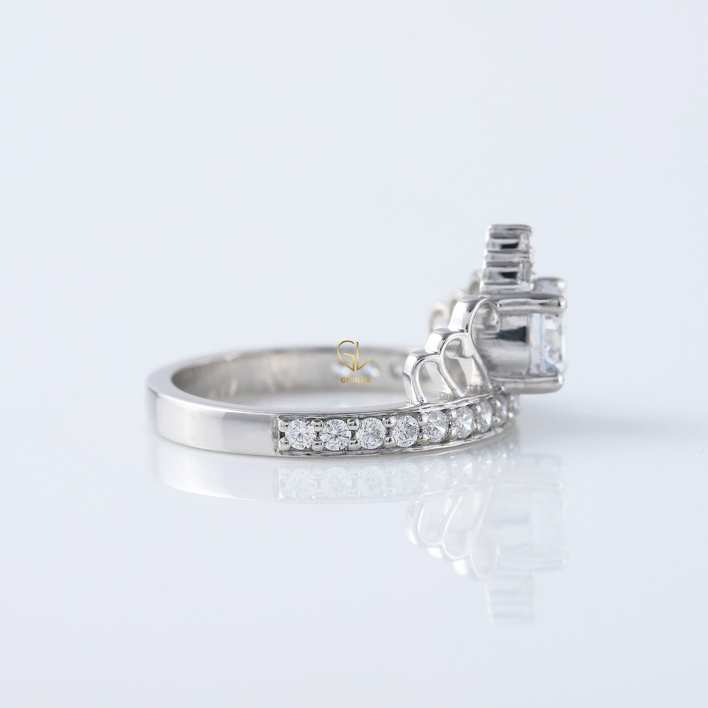 Round Cut Lab Grown Queen Crown Love Ring For Her
