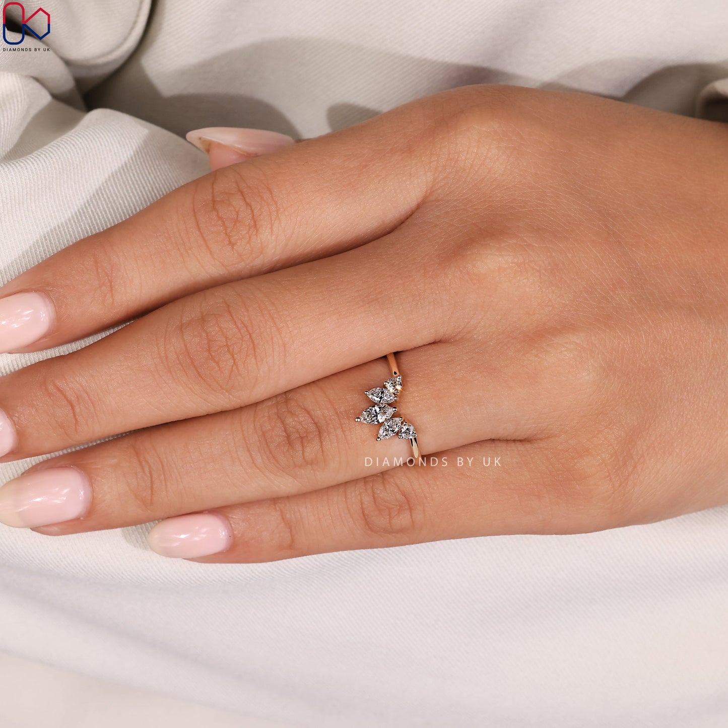 Crown Wedding Band With Marquise And Round Diamond