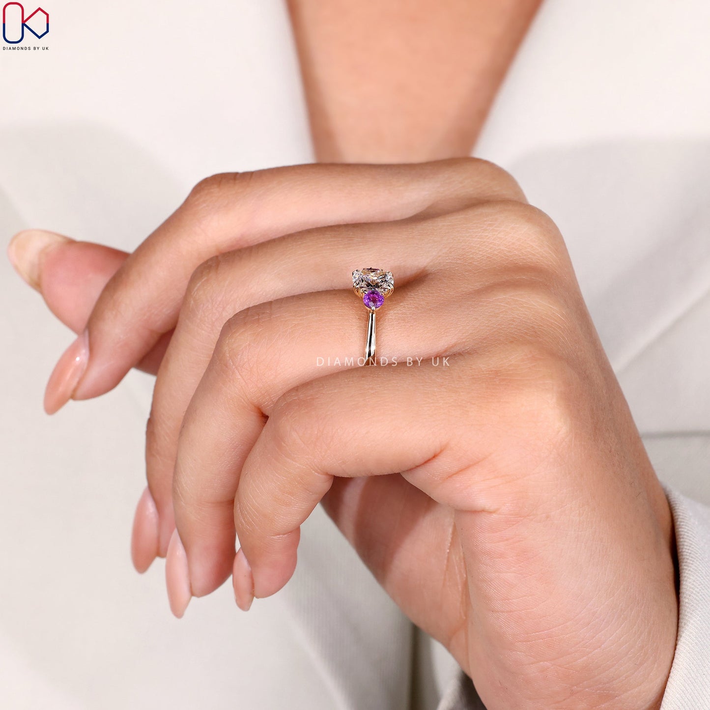 Yellow Gold Elongated Cushion Cut Diamond Ring