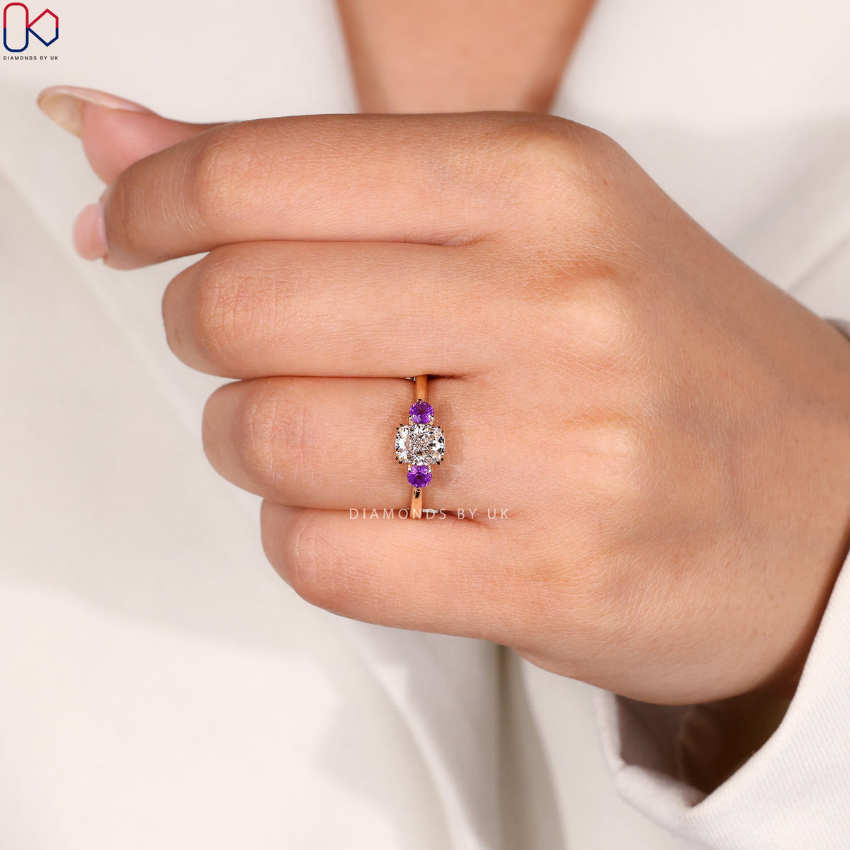 Yellow Gold Elongated Cushion Cut Diamond Ring
