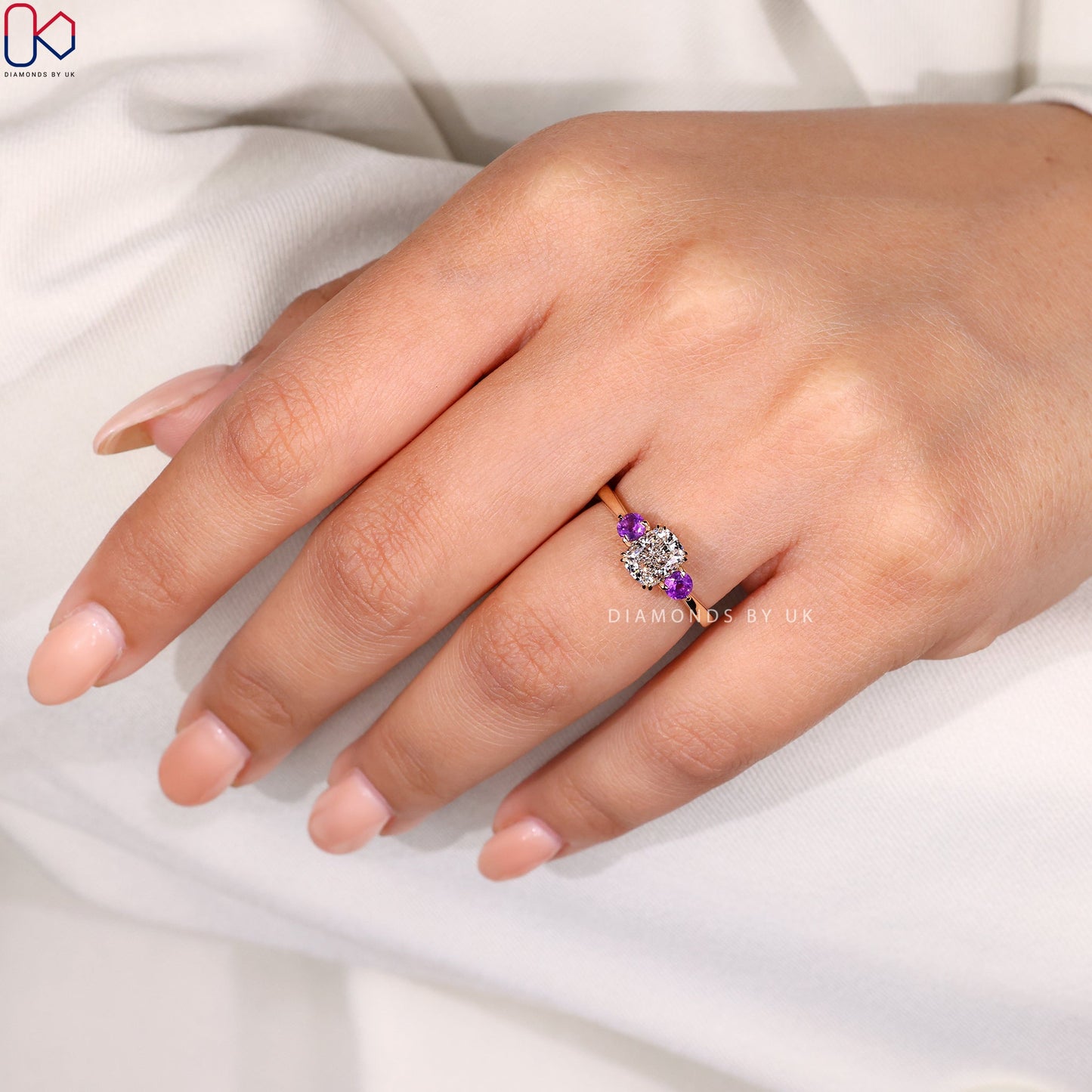 Yellow Gold Elongated Cushion Cut Diamond Ring