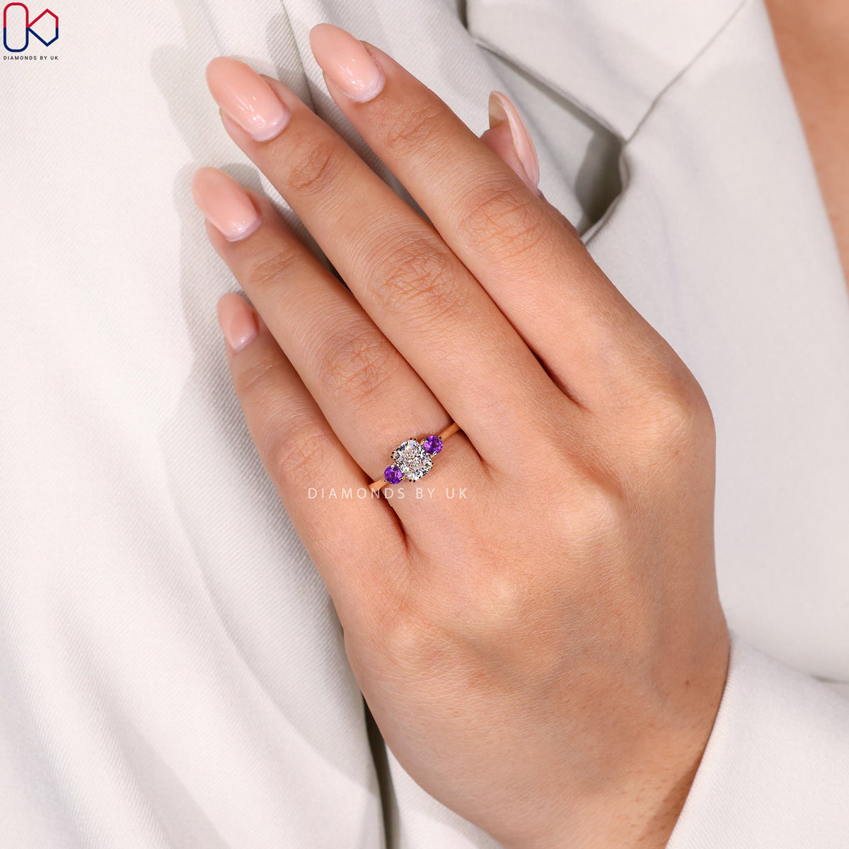 Yellow Gold Elongated Cushion Cut Diamond Ring