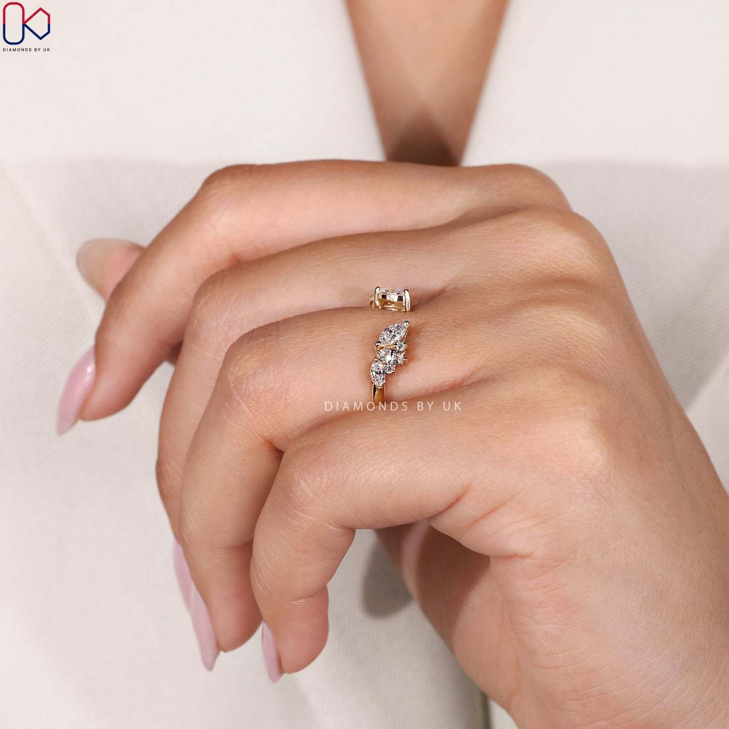 Open Gap Marquise And Round Diamond Band