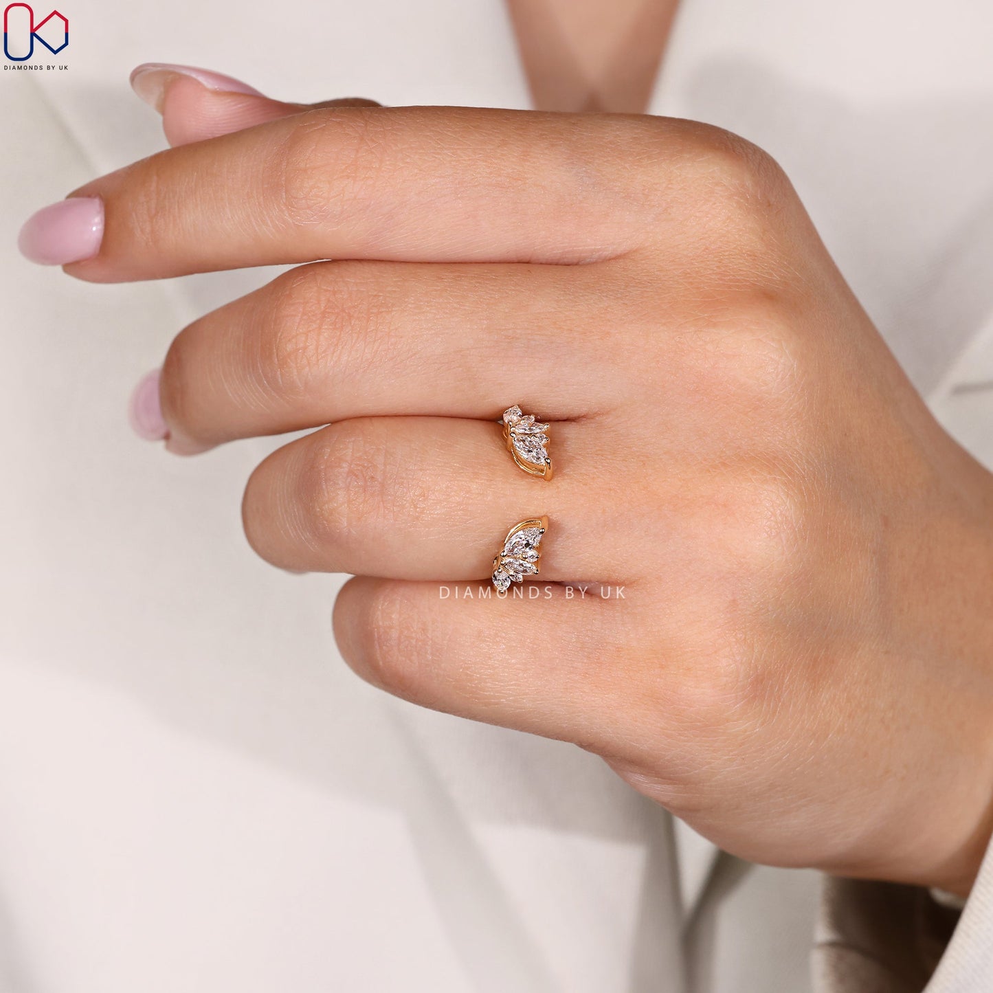 Open Gap Marquise And Round Diamond Band