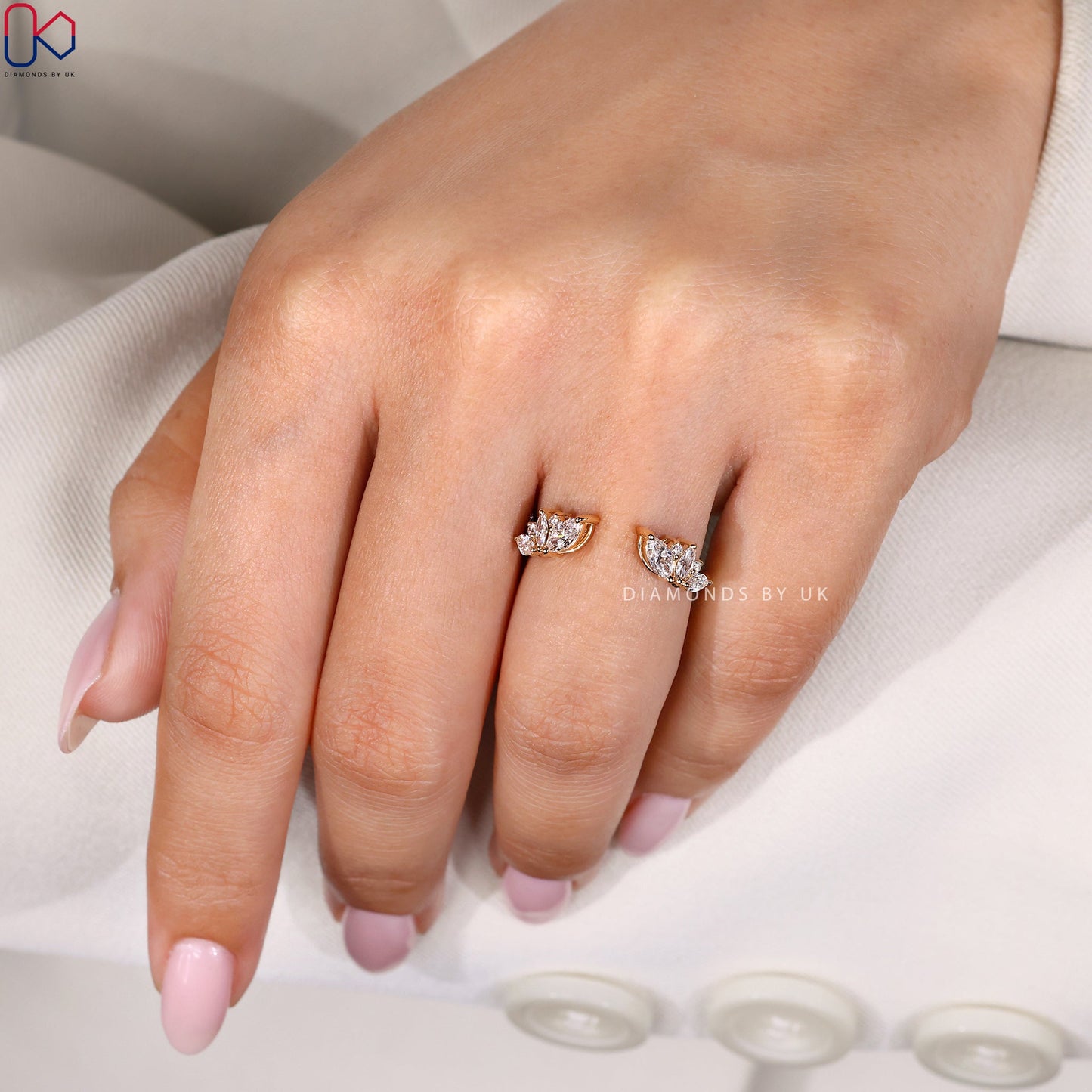 Open Gap Marquise And Round Diamond Band