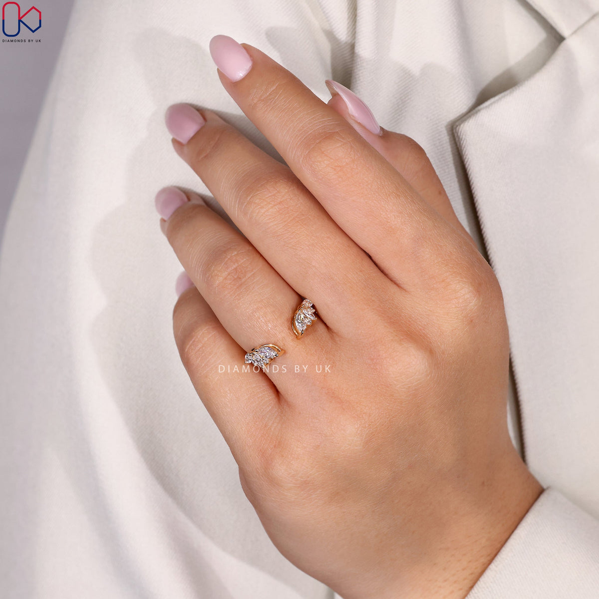 Open Gap Marquise And Round Diamond Band