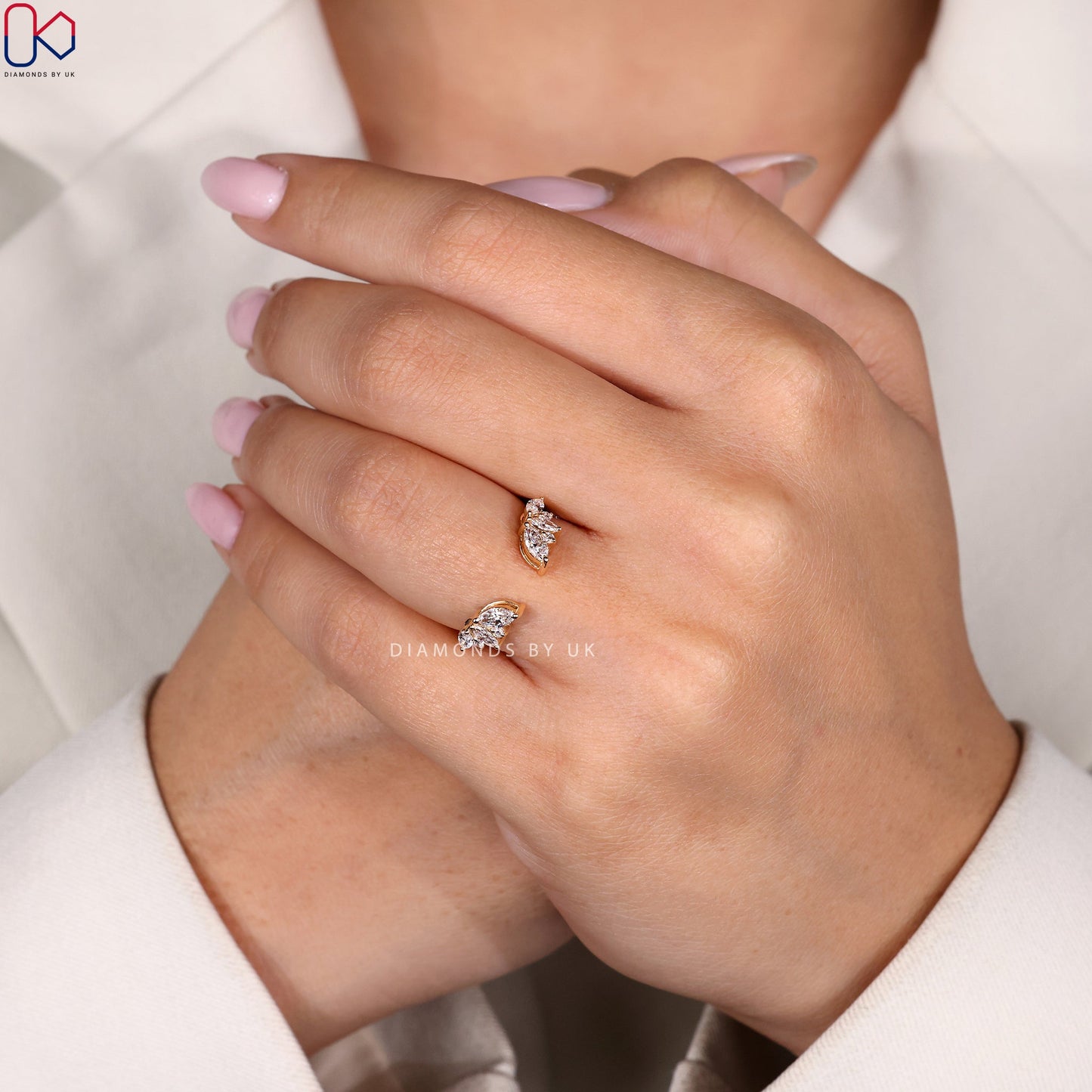 Open Gap Marquise And Round Diamond Band