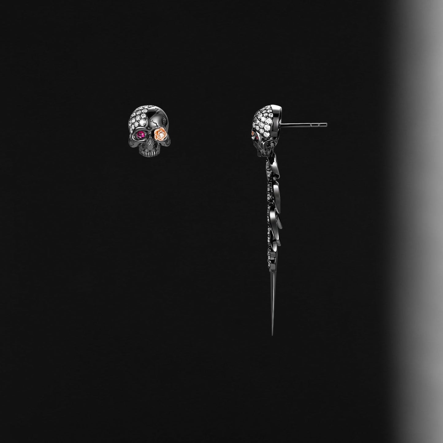 Gothic Skull & Skeleton Stud Earring Set