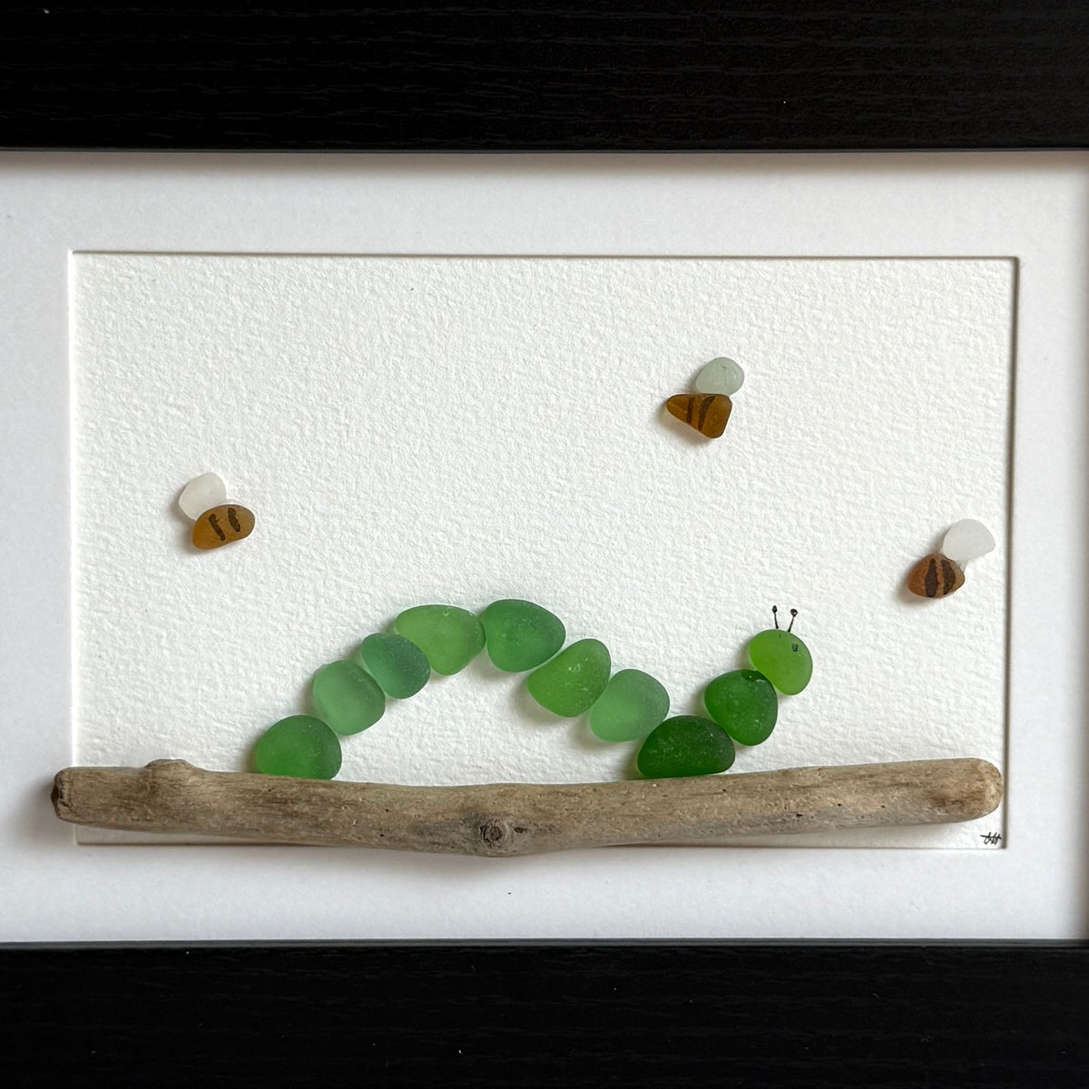 Hungry Caterpillar Sea Glass Art | 5x7 Wall Art | Handmade Kids Room Whimsical Gift