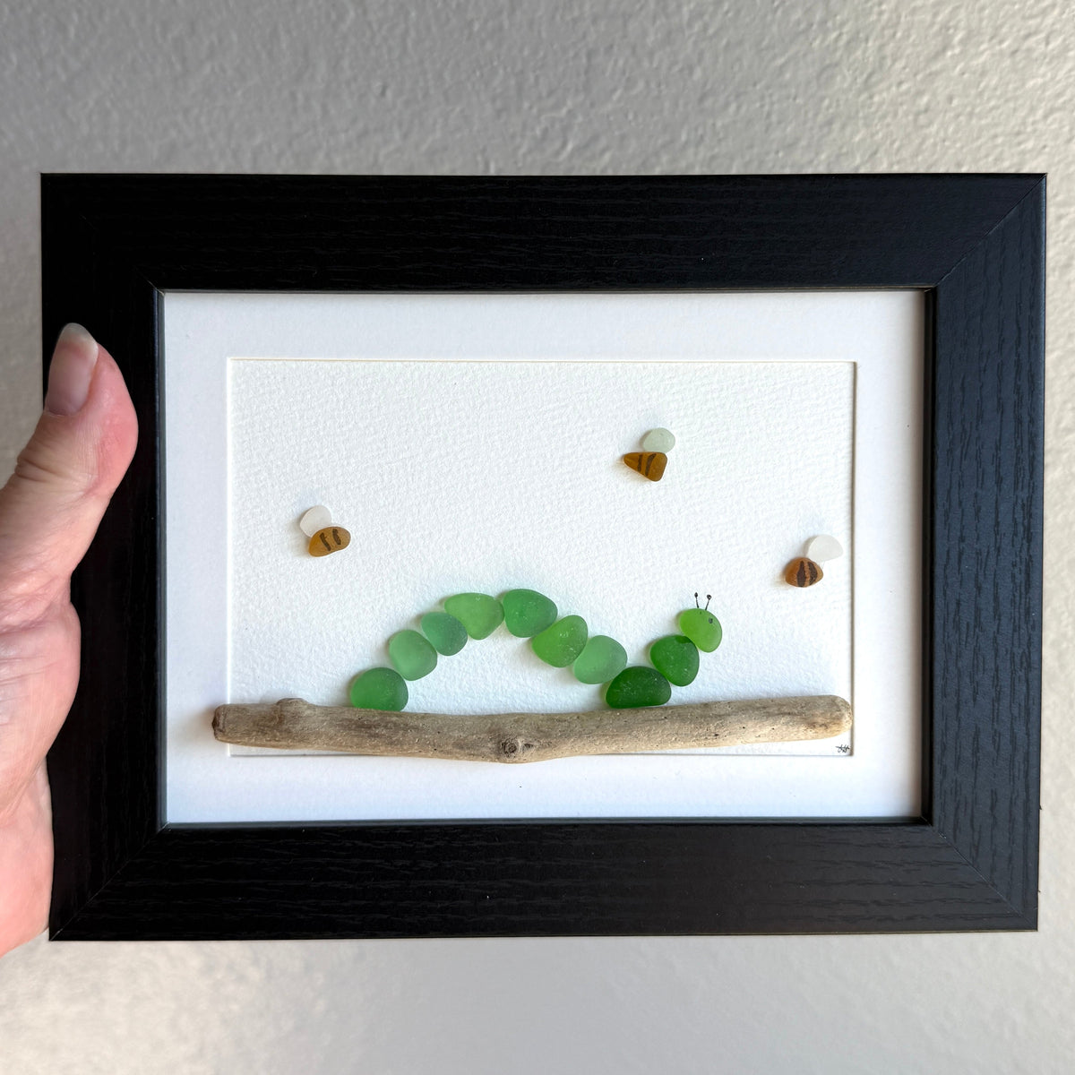 Hungry Caterpillar Sea Glass Art | 5x7 Wall Art | Handmade Kids Room Whimsical Gift