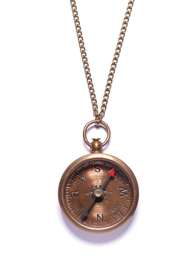 FINAL SALE Antiqued Compass Necklace