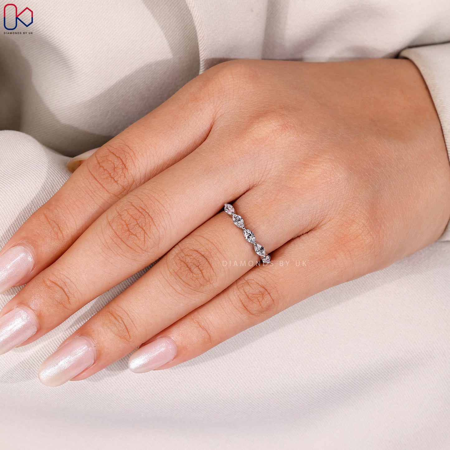 5 Stone Marquise Diamond Wedding Band