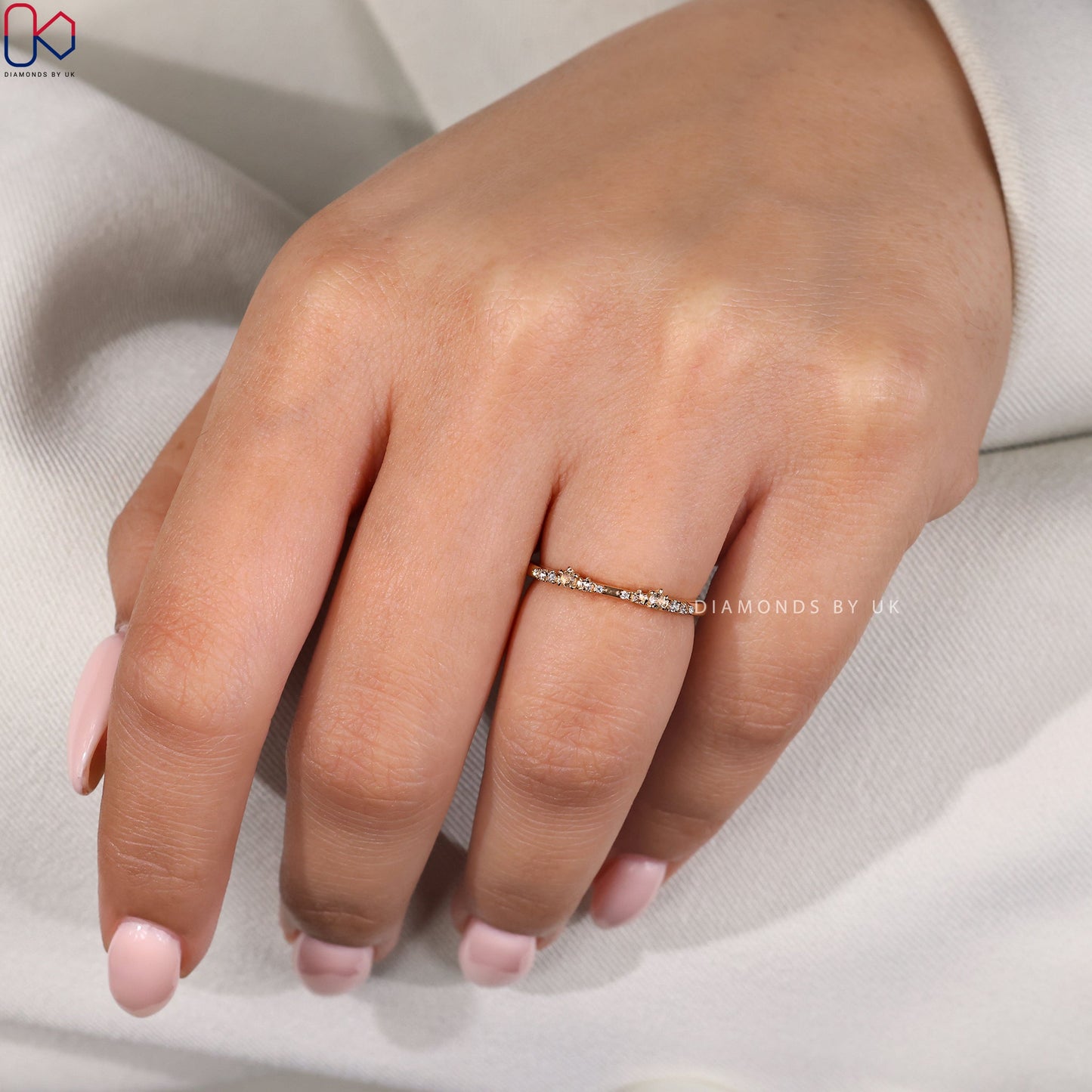Round And Round Rose Cut Pave Set Wedding Band