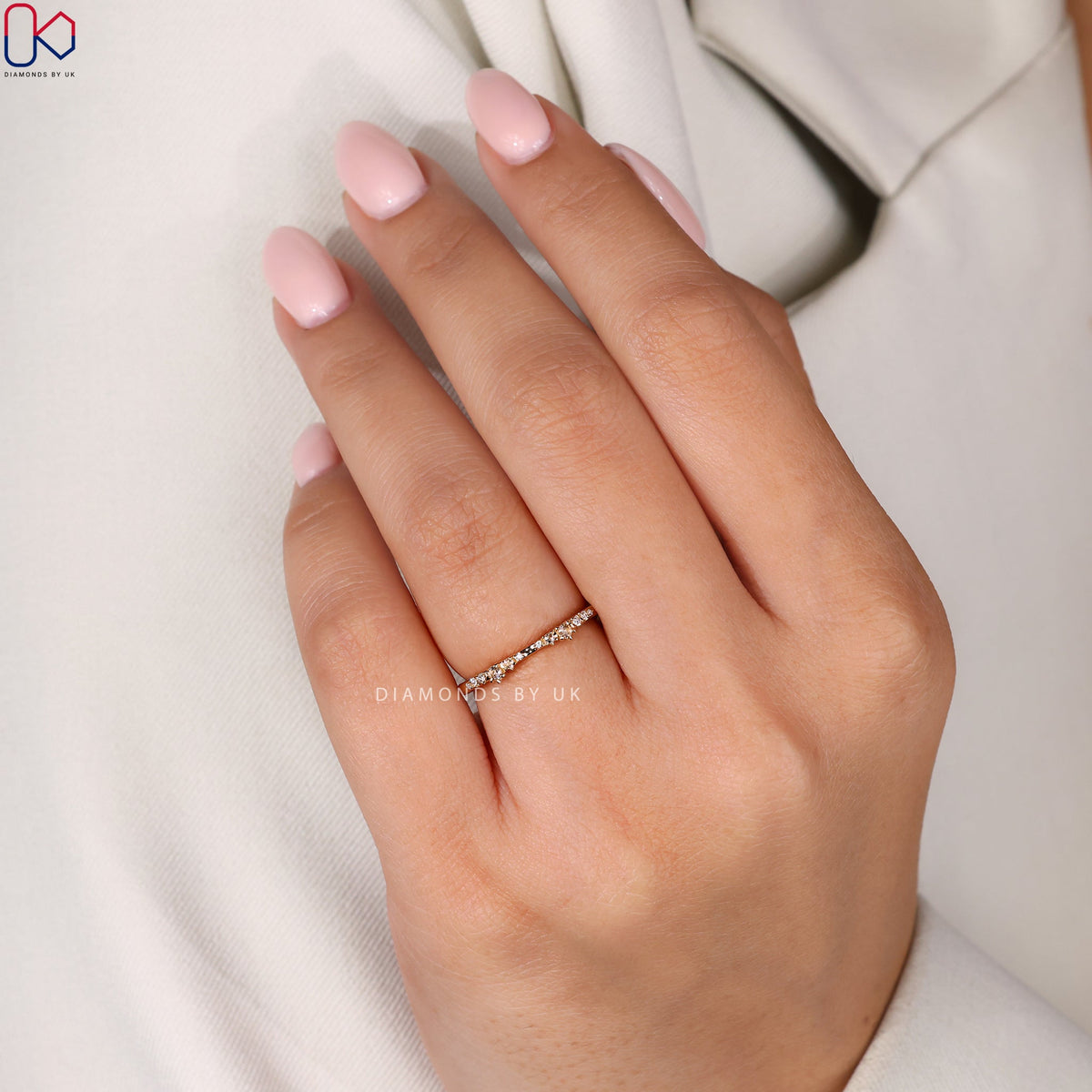 Round And Round Rose Cut Pave Set Wedding Band