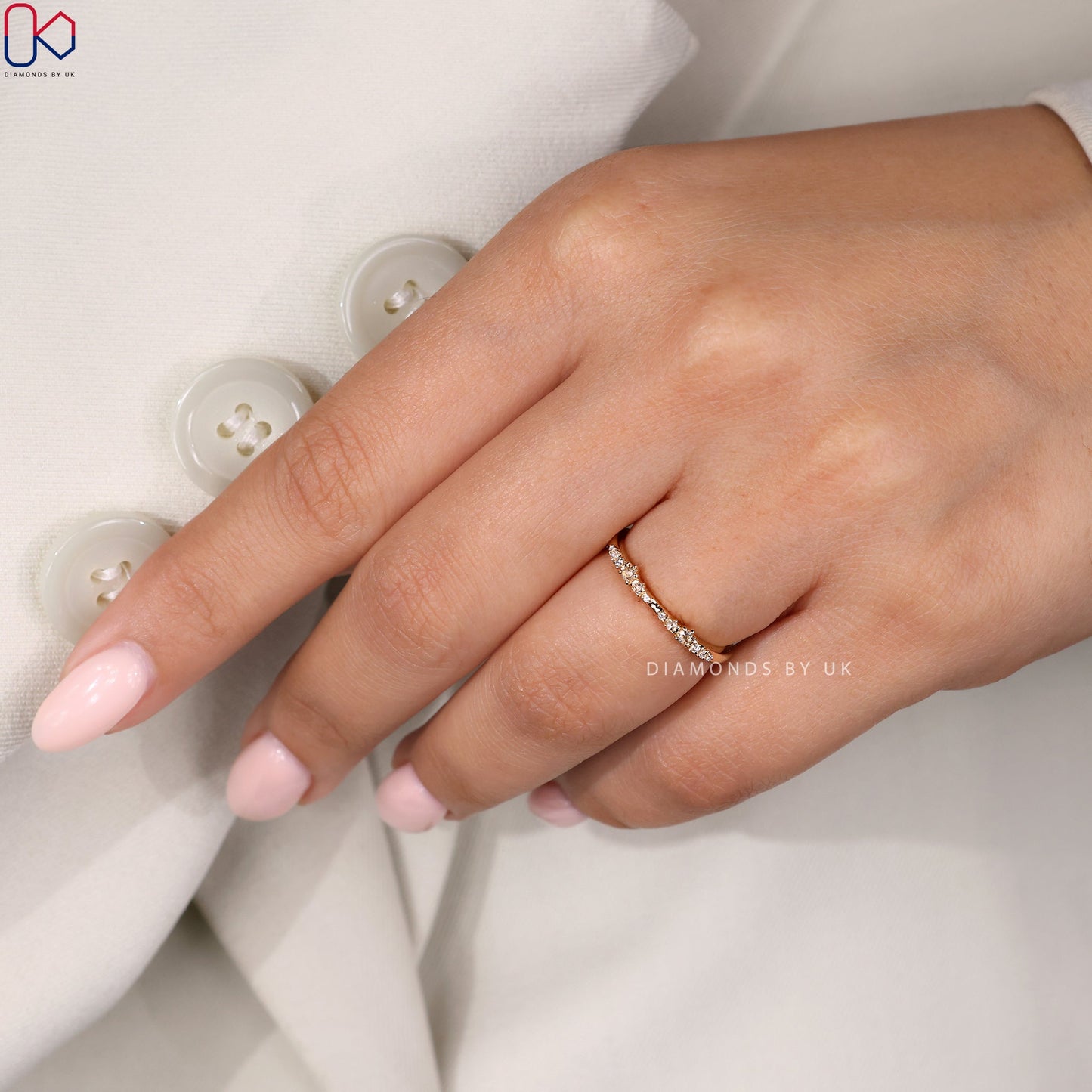 Round And Round Rose Cut Pave Set Wedding Band
