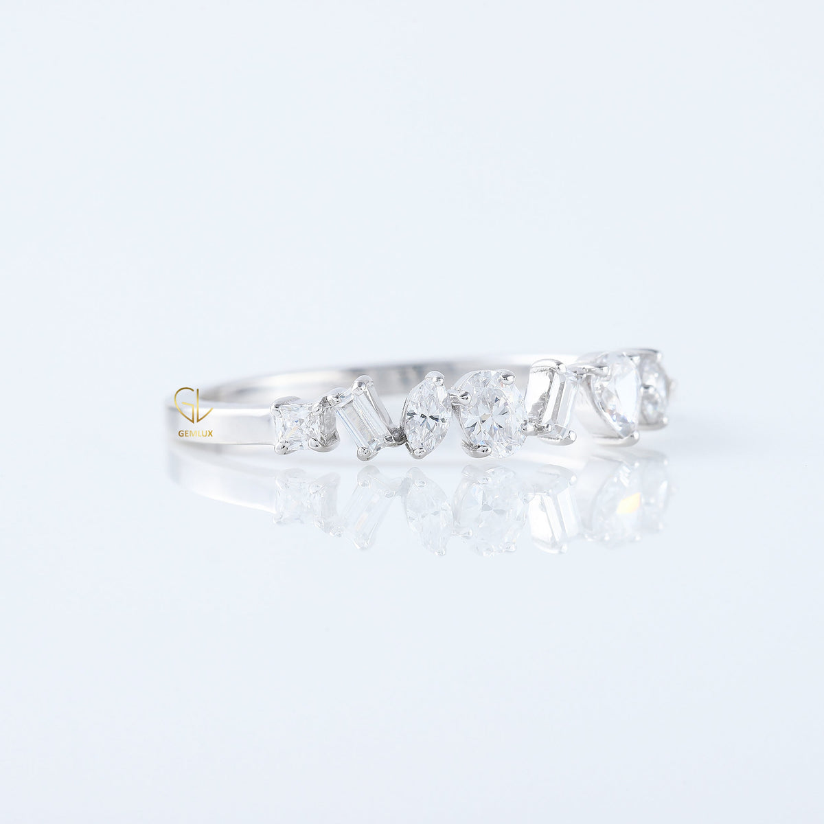 Seven Stone Lab Grown Fancy Cut Diamond Wedding Band