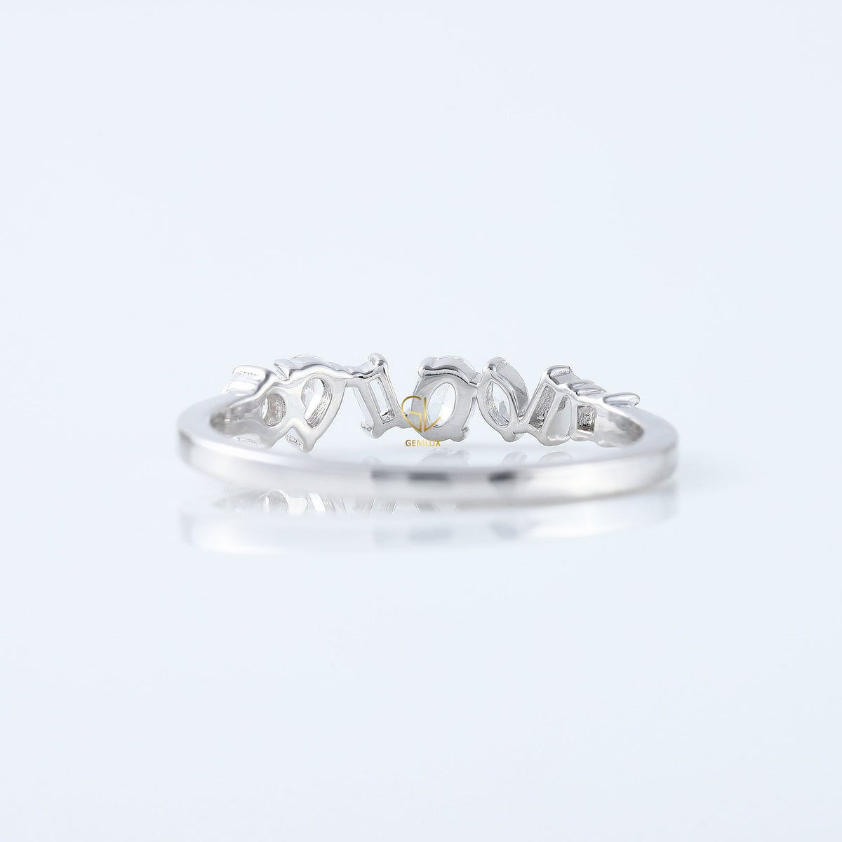 Seven Stone Lab Grown Fancy Cut Diamond Wedding Band
