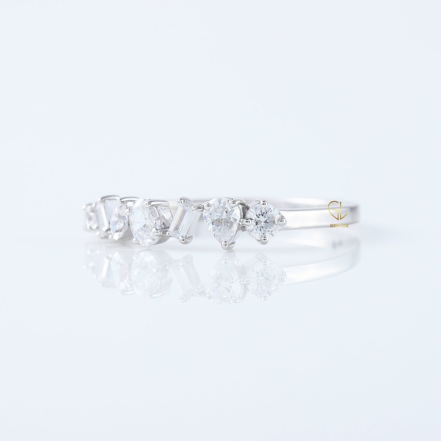 Seven Stone Lab Grown Fancy Cut Diamond Wedding Band