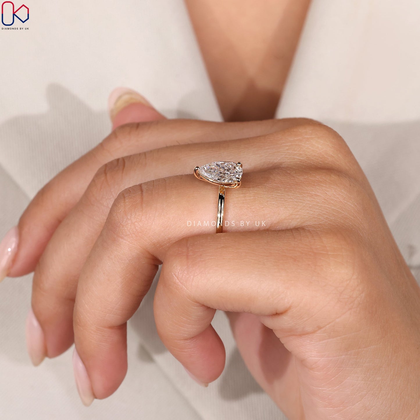 Yellow Gold Pear Solitaire Engagement Ring