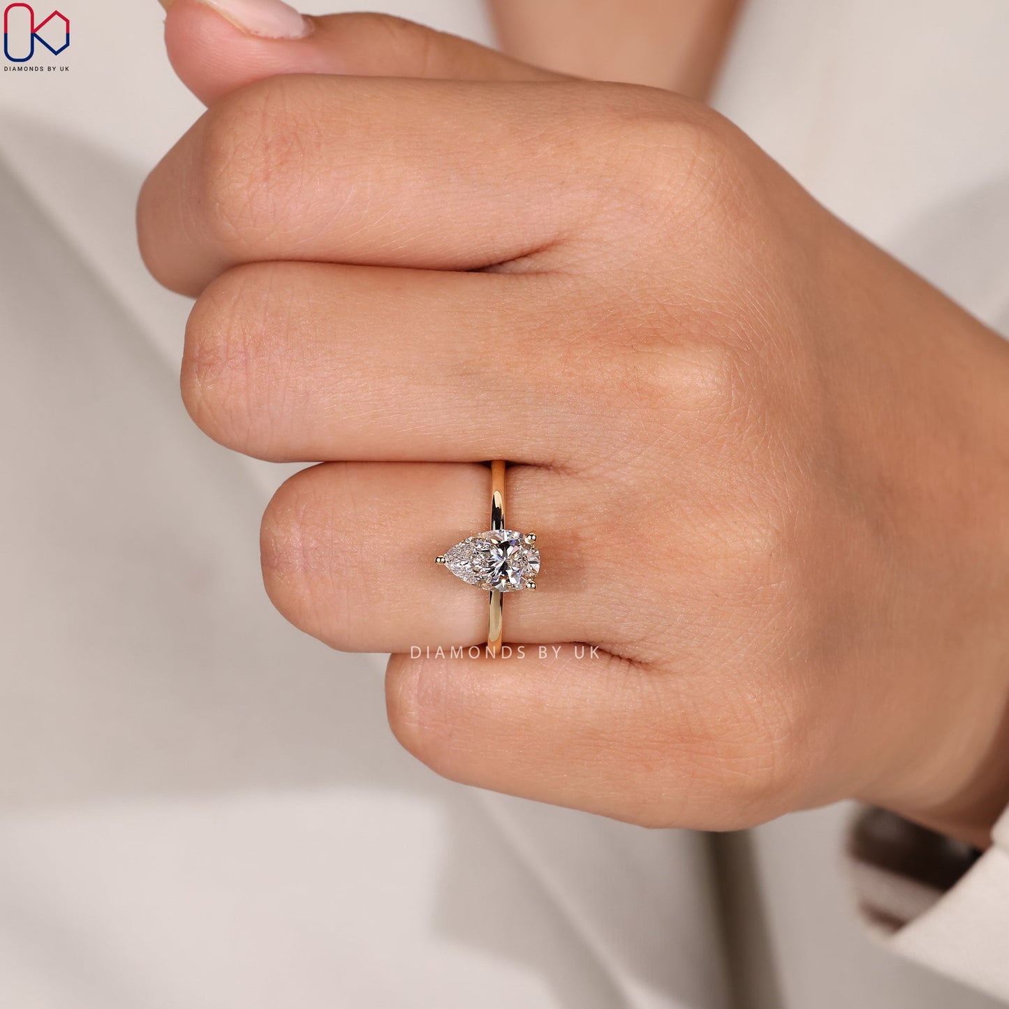 Yellow Gold Pear Solitaire Engagement Ring