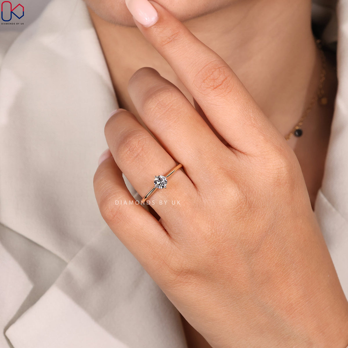 Yellow Gold Solitaire Round Cut Ring