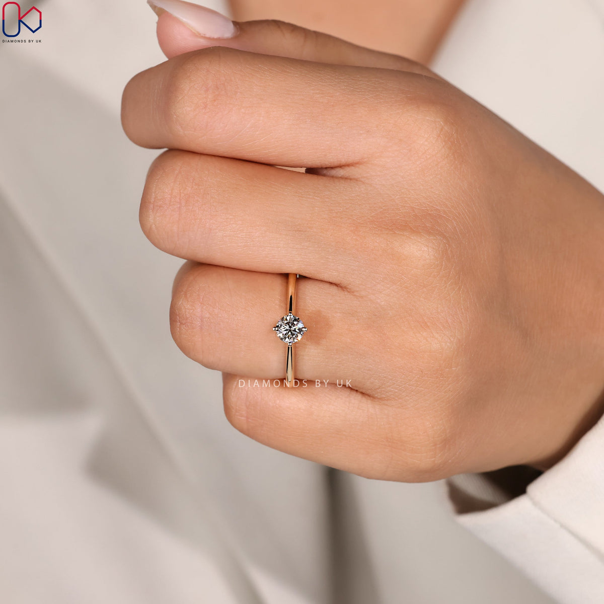 Yellow Gold Solitaire Round Cut Ring