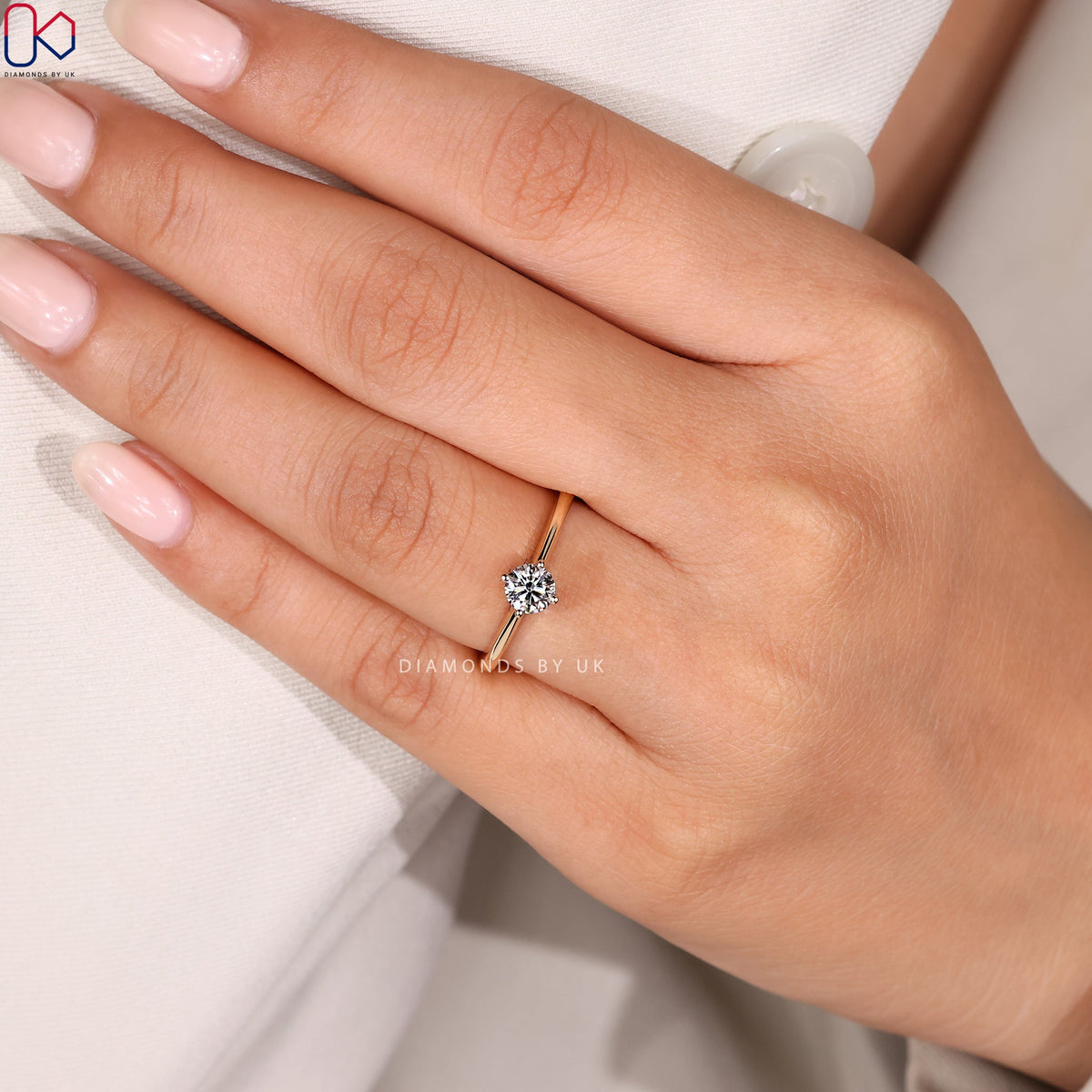 Yellow Gold Solitaire Round Cut Ring
