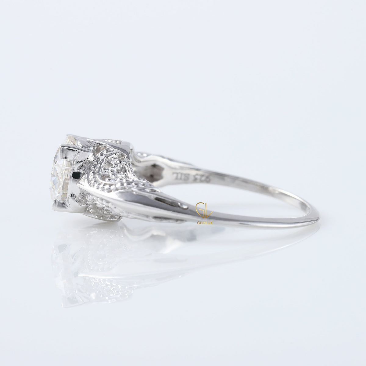 Vintage Inspired Lab Grown Art Deco Filigree Ring