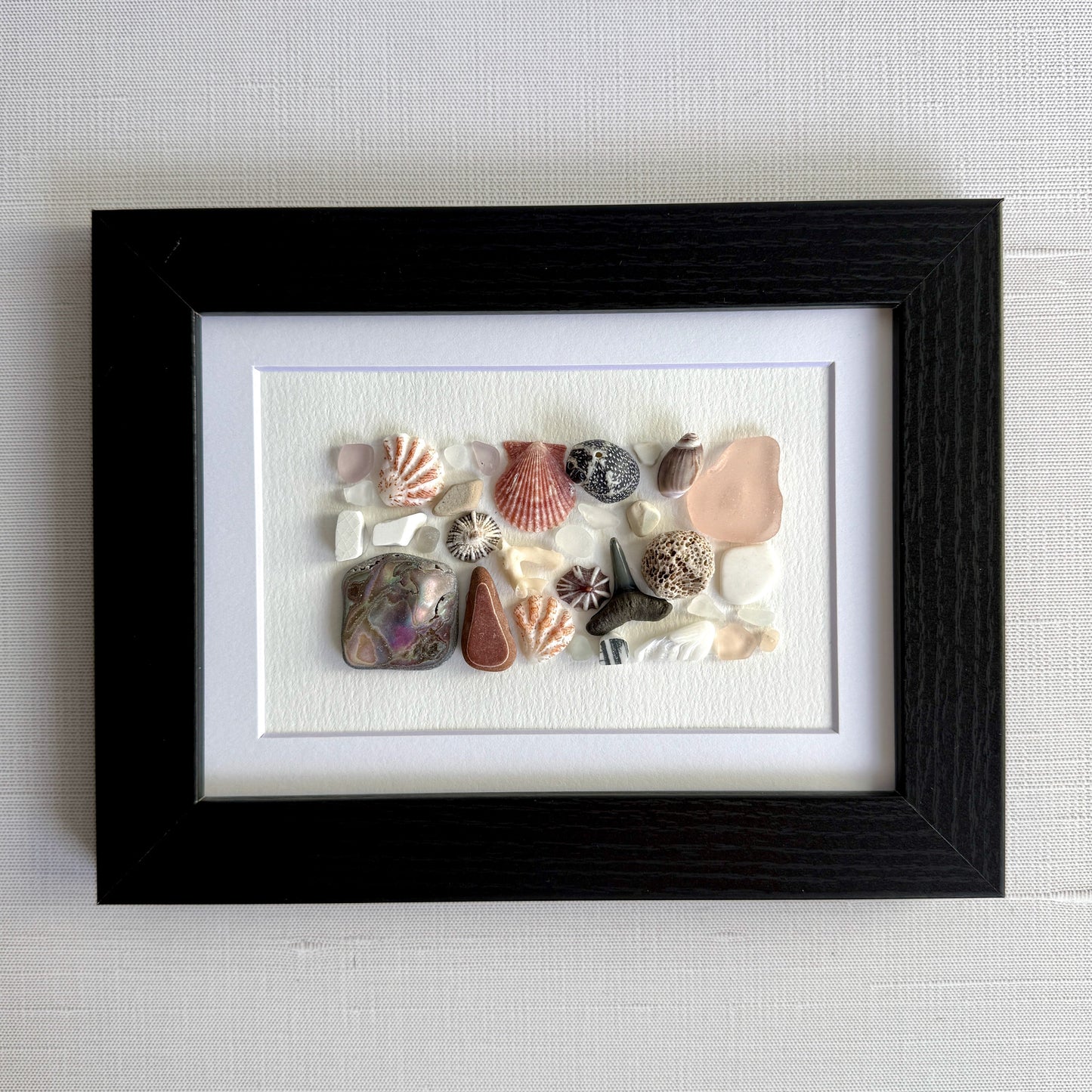Mauve Pink Abstract Sea Glass Art | Handmade Framed 5x7 Coastal Wall Décor | Nautical Housewarming Gift